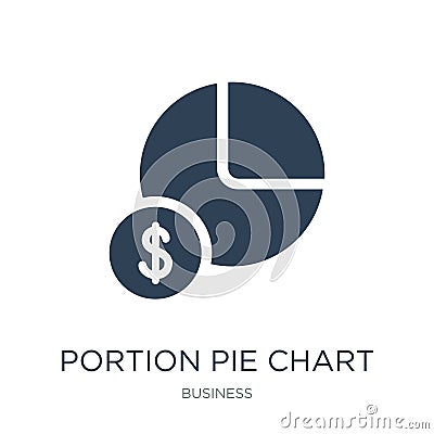 portion pie chart icon in trendy design style. portion pie chart icon isolated on white background. portion pie chart vector icon Vector Illustration