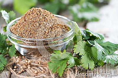 Portion of rubbed Coriander Stock Photo