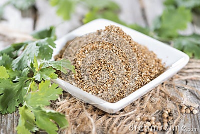 Portion of rubbed Coriander Stock Photo