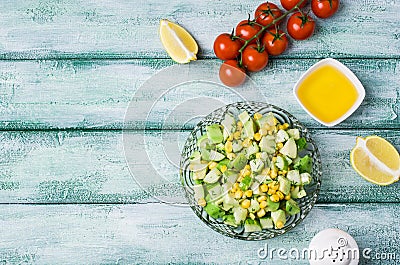 Portion salad with raw vegetables Stock Photo