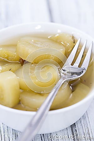 Portion of sliced Cucumber (pickled) Stock Photo