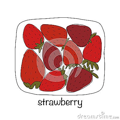 Portion of strawberries, sketch for your design Vector Illustration