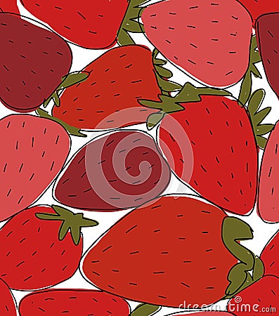Portion of strawberries, sketch for your design Vector Illustration