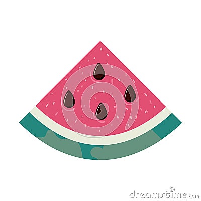 Portion of watermelon and white background Vector Illustration