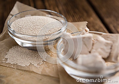 Portion of Yeast (fresh and dried) Stock Photo