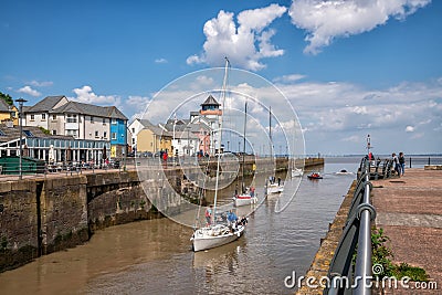 Portishead Marina, Yachts entering Marina from The River Severn Editorial Stock Photo