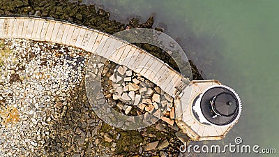 Portland Breakwater Lighthouse Bug Light Leads Mariners into the Harbor Stock Photo