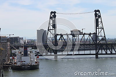 Portland city bridges and river Editorial Stock Photo