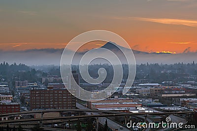Portland City Eastside at Sunrise Stock Photo
