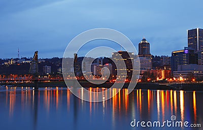 Portland at dusk. Stock Photo