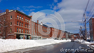 Portland, Maine, after the blizzard, Commercial Street at Union Street Editorial Stock Photo