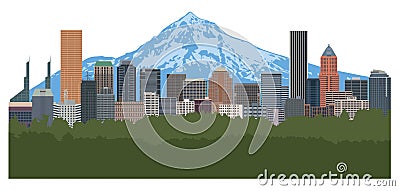 Portland Oregon Skyline Color vector Illustration Vector Illustration