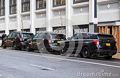 Multnomah County Sheriff Squad Vehles Parked in Downtown Portland Editorial Stock Photo