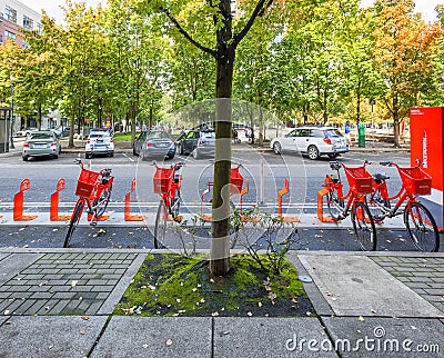 Portland Oregon City Bike Rental Editorial Stock Photo