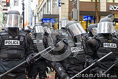 Portland Police in Riot Gear Editorial Stock Photo