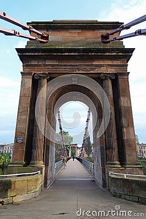 Portland Street Suspension Bridge of Glasgow, Scotland in a Vertical View Stock Photo