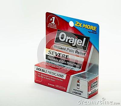 Orajel pain relief medication Editorial Stock Photo