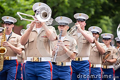 Marines marching at the parade Editorial Stock Photo