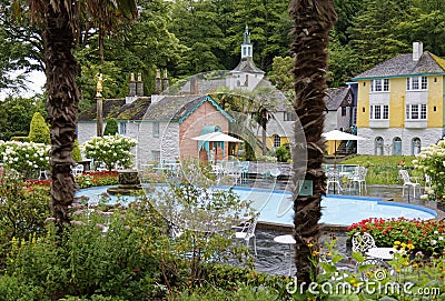 Portmeirion village and gardens, Portmeirion, Wales Stock Photo