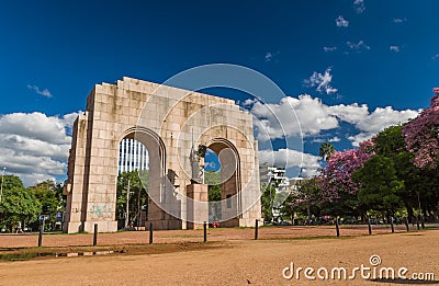 Porto Alegre, Rio Grande do Sul, Brazil, March 29 - 2021: Monument to the expeditionary of Farroupilha Park redemption Editorial Stock Photo