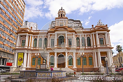 Porto Alegre, Rio Grande do Sul, Brazil - November 25, 2023: The Municipal Hall of Porto Alegre, also known as Old Town Editorial Stock Photo