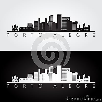 Porto Alegre skyline and landmarks silhouette Vector Illustration