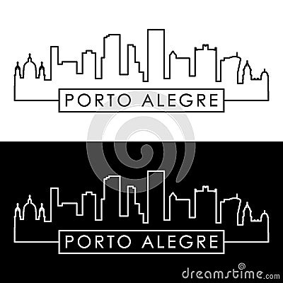 Porto Alegre skyline. Linear style. Vector Illustration