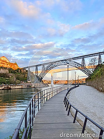Porto bridges colorful sunset Portugal Stock Photo