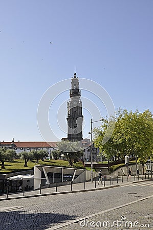 Porto, July 21st: Torre Clerigos Church details in Downtown of Porto Portugal Editorial Stock Photo