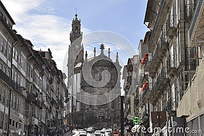 Porto, July 21st: Torre Clerigos Church in Downtown of Porto Portugal Editorial Stock Photo