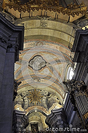 Porto, July 21st: Torre Clerigos Church interior in Downtown of Porto Portugal Editorial Stock Photo