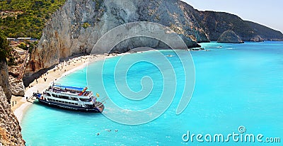 Porto Katsiki beach panorama, Lefkada, Greece Editorial Stock Photo