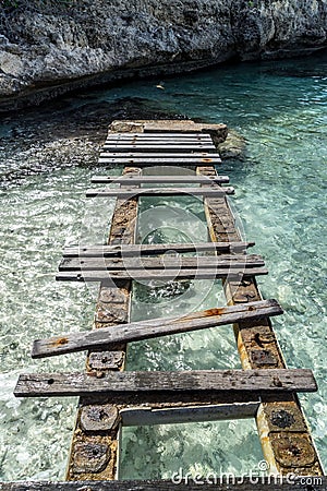 Porto Mari Beach - Old Pier Stock Photo