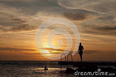 Porto Marie Sunset - people Stock Photo