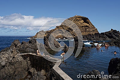 The Porto Moniz Natural Swimming Pools, Madeira Portugal Editorial Stock Photo