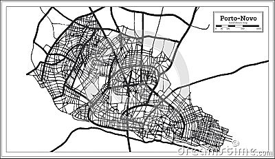 Porto Novo Benin City Map iin Black and White Color. Outline Map Stock Photo