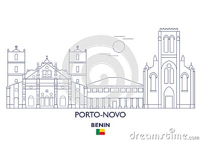 Porto-Novo City Skyline, Benin Vector Illustration