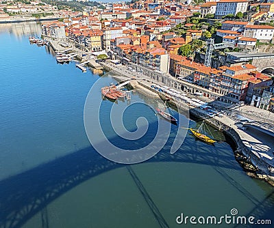 Porto Old Town bridge reflection Stock Photo