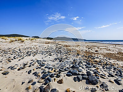 Porto Pino beach with white dunes Stock Photo