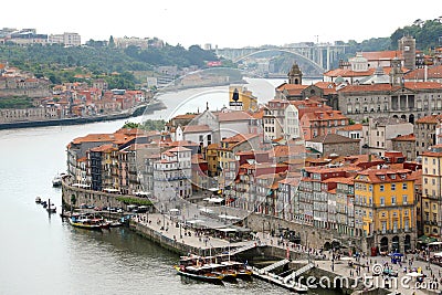 PORTO, PORTUGAL - JUNE 21, 2018: Porto aerial view with Douro river Editorial Stock Photo