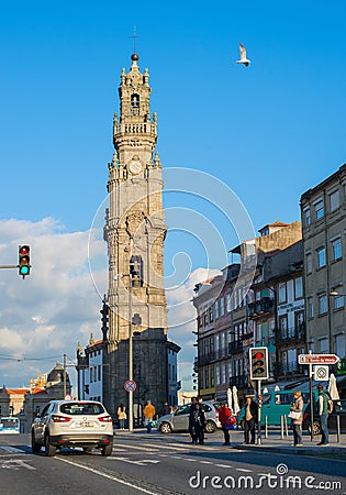 Porto Bell tower, road, cityscape Editorial Stock Photo
