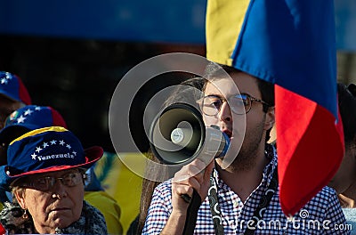 Porto / Portugal - 02/02/2019: Venezuelans in Portugal protest against Nicolas Maduro Editorial Stock Photo