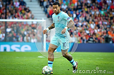 PORTO, PORTUGLAL - June 09, 2019: Memphis Depay player during the UEFA Nations League Finals match between national team Portugal Editorial Stock Photo