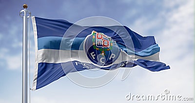 FC Porto flag waving in the wind on a clear day Cartoon Illustration