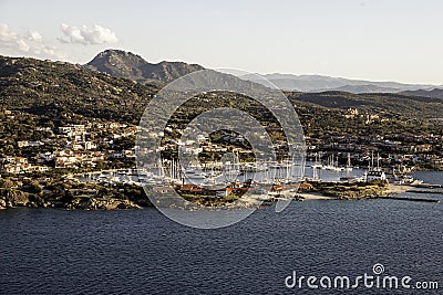 Porto Rotondo Sardinia aerial panoramic view harbour bay Stock Photo