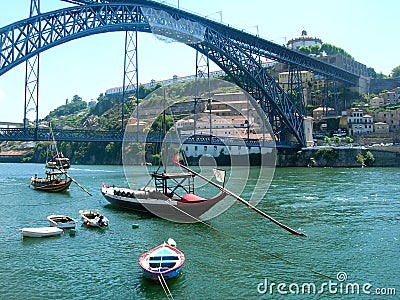 Porto's river Douro with boats in Portugal Stock Photo