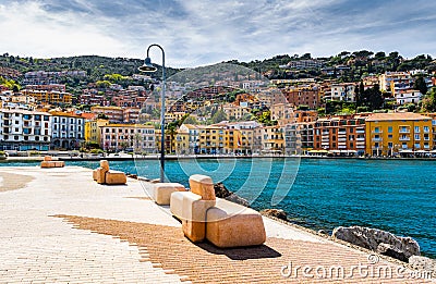 Porto Santo Stefano, beautiful buildings colorful generic architecture in colors Stock Photo