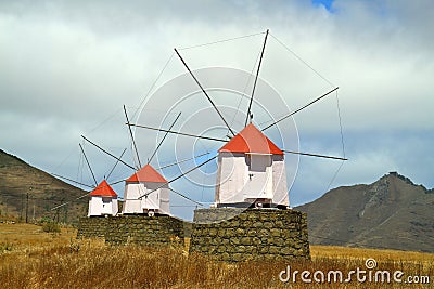 Porto Santo windmills Stock Photo