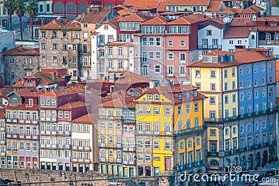 Porto, second-largest city in Portugal. Located along the Douro river estuary in Northern Portugal. Its historical core is a Stock Photo