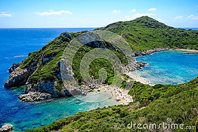 Porto-Timoni, the most famous and beautifull beach in Corfu Stock Photo